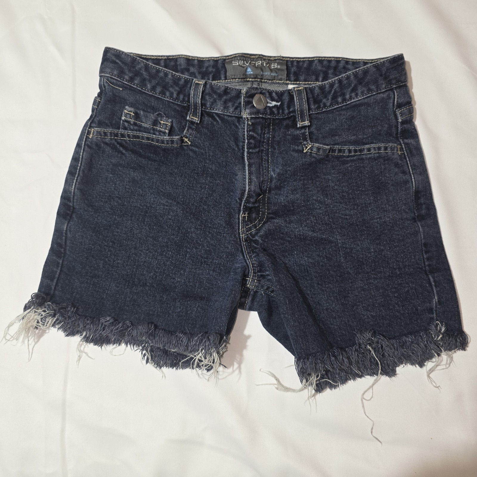 Levi's Silvertab Cutoff Denim Shorts Womens Size 1 Dark Wash Frayed Hem Y2k